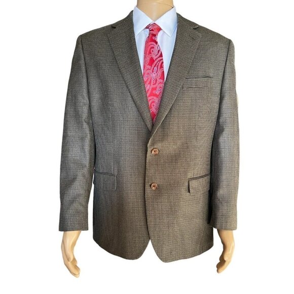 RALPH Lauren Silk Wool‎ Blend Men's Sports Jacket Blazer Brown Herringbone 44R - Picture 1 of 13